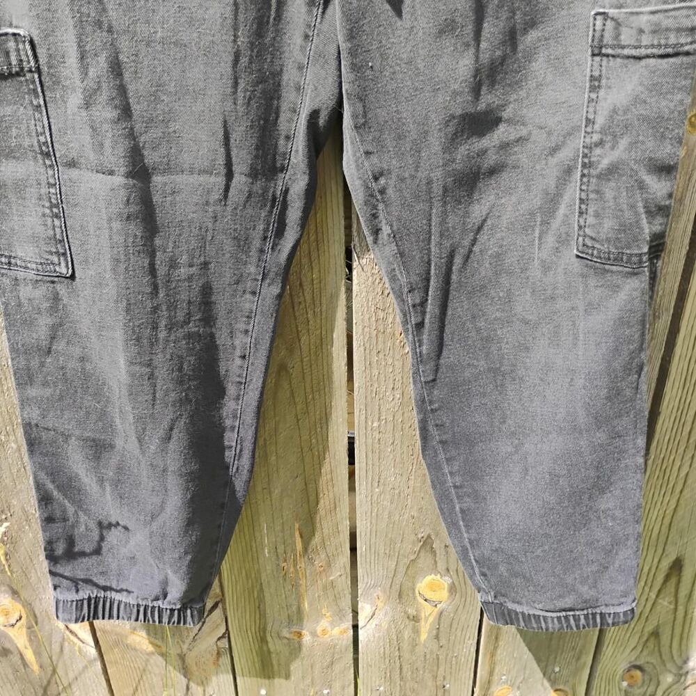 Sonoma Black Cargo Jeans Elastic Waist Women's Medium Grunge Baggy Comfort Pants - Picture 2 of 7